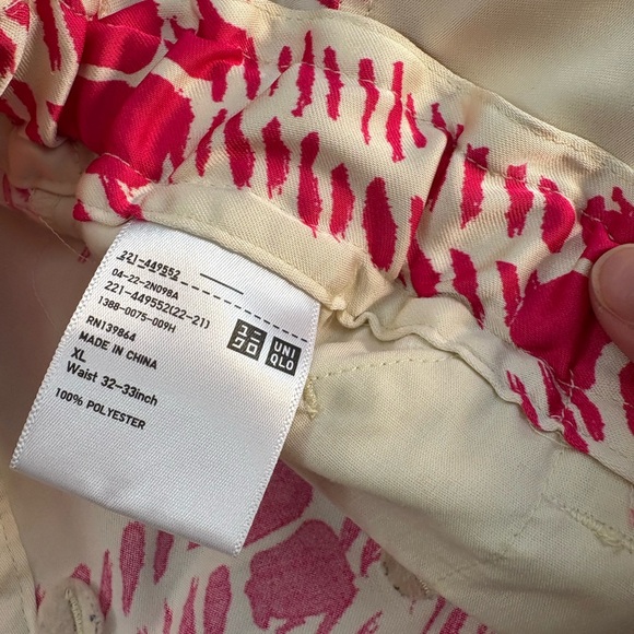 Marni x Uniqlo Drape Relaxed Wide Straight Pants pink plaid, sz XL (33-35”) - Picture 3 of 9
